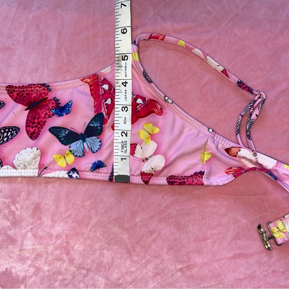 Y2K Skimpy Bikini Top 90s butterflies Butterfly Design Hot Pink Small Like New - Picture 6 of 10